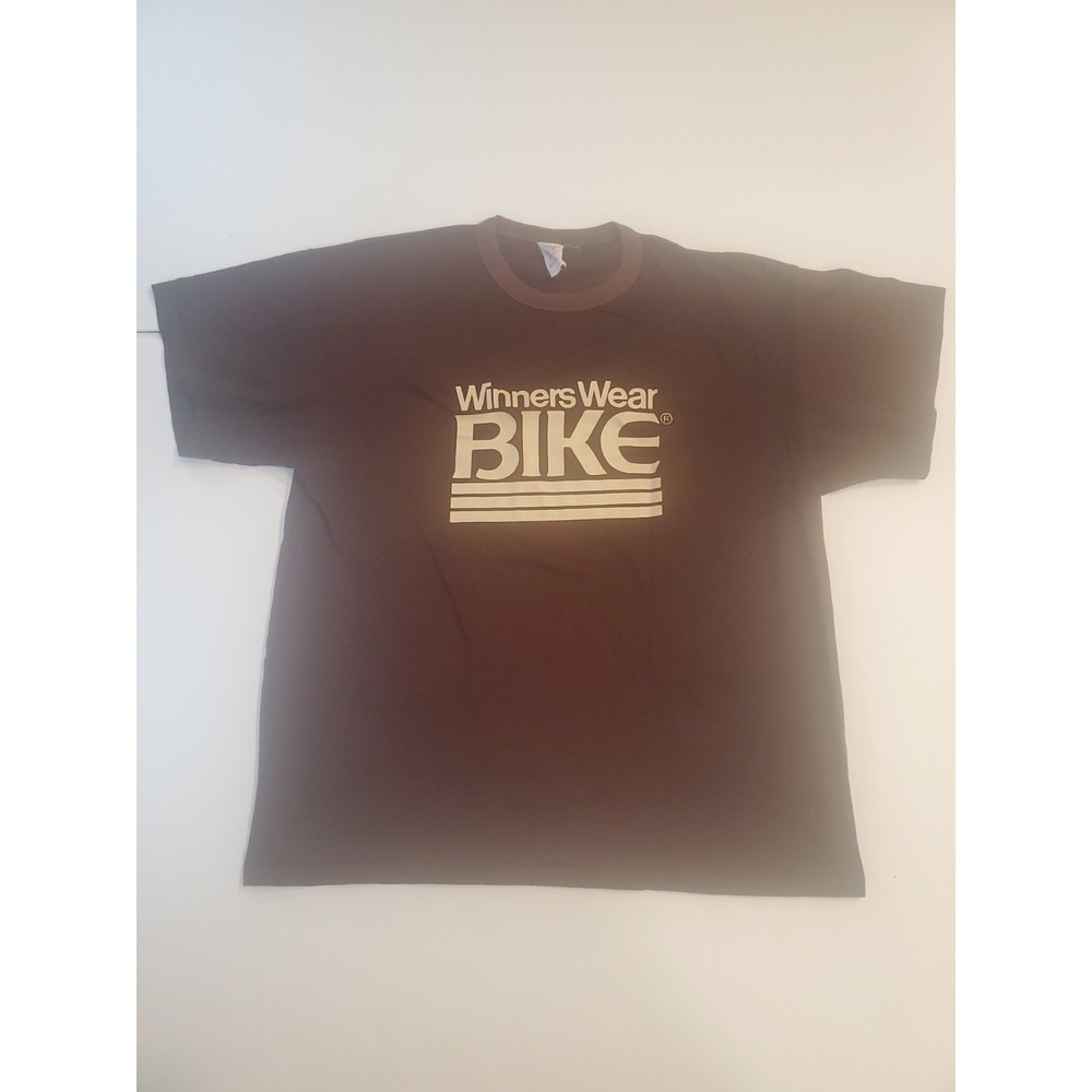 Vintage Winners Wear Bike T-Shirt XL Brown Cotton Perforated Single Stitch READ